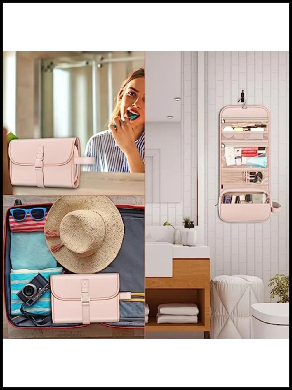 Large Water Resistant Hanging Makeup Organizer Travel Pouch